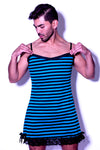 Fatale Dresses and panties for men. Striped mens slip dress, made in Los Angeles. 